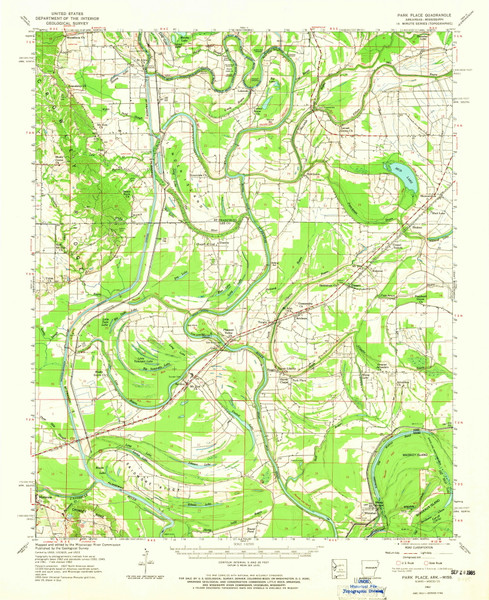 Park Place, Arkansas 1962 (1965) USGS Old Topo Map Reprint 15x15 AR Quad 260238 Park Place, Arkansas 1962 (1965) USGS Old Topo Map Reprint 15x15 AR Quad 260238