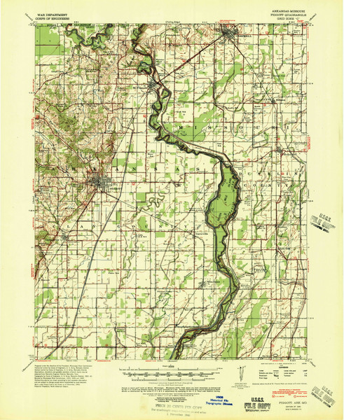 Piggott, Arkansas 1940 (1945) USGS Old Topo Map Reprint 15x15 AR Quad 260246 Piggott, Arkansas 1940 (1945) USGS Old Topo Map Reprint 15x15 AR Quad 260246