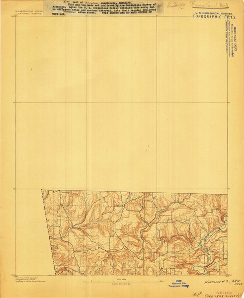 Winslow #3, Arkansas 1898 (1898) USGS Old Topo Map Reprint 15x15 AR Quad 260381