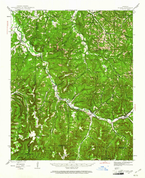 St. Paul, Arkansas 1943 (1961) USGS Old Topo Map Reprint 15x15 AR Quad 260303