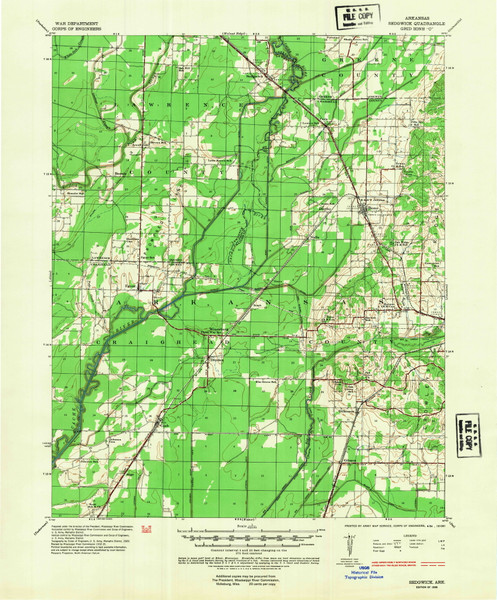 Sedgwick, Arkansas 1935 (1954) USGS Old Topo Map Reprint 15x15 AR Quad 260285 Sedgwick, Arkansas 1935 (1954) USGS Old Topo Map Reprint 15x15 AR Quad 260285