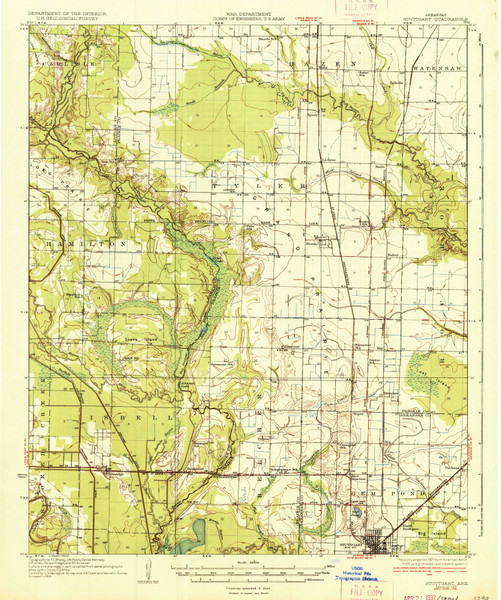 Stuttgart, Arkansas 1937 (1937) USGS Old Topo Map Reprint 15x15 AR Quad 260316
