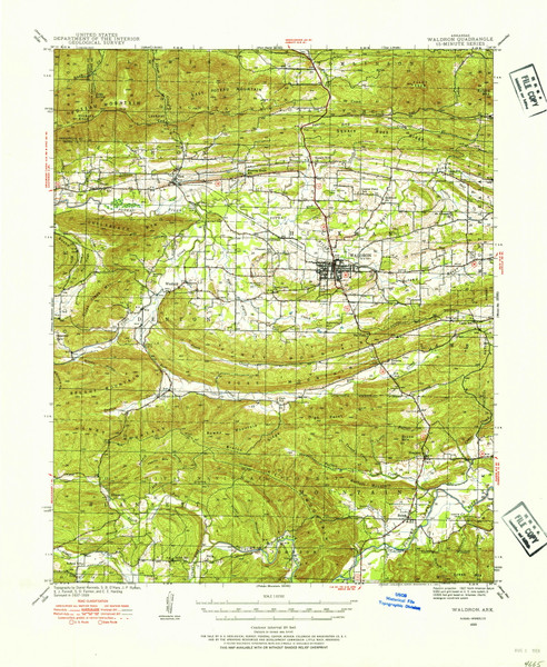 Waldron, Arkansas 1939 (1954) USGS Old Topo Map Reprint 15x15 AR Quad 260355