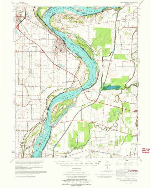 Caruthersville, Missouri 1973 (1973) USGS Old Topo Map Reprint 15x15 AR Quad 324782