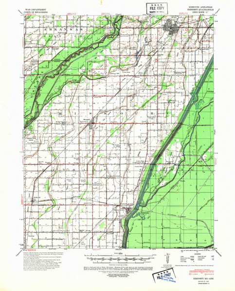 Kennett, Missouri 1940 (1943) USGS Old Topo Map Reprint 15x15 AR Quad 324994 Kennett, Missouri 1940 (1943) USGS Old Topo Map Reprint 15x15 AR Quad 324994