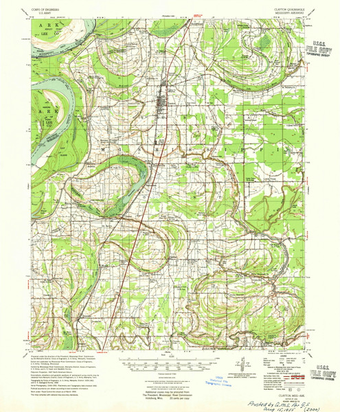 Clayton, Mississippi 1955 (1955) USGS Old Topo Map Reprint 15x15 AR Quad 336850 Clayton, Mississippi 1955 (1955) USGS Old Topo Map Reprint 15x15 AR Quad 336850