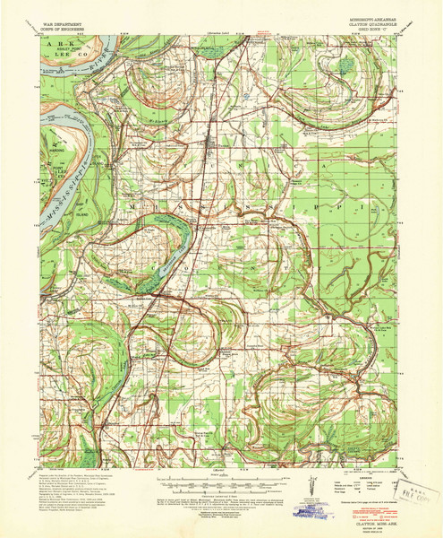 Clayton, Mississippi 1939 (1941) USGS Old Topo Map Reprint 15x15 AR Quad 336847 Clayton, Mississippi 1939 (1941) USGS Old Topo Map Reprint 15x15 AR Quad 336847