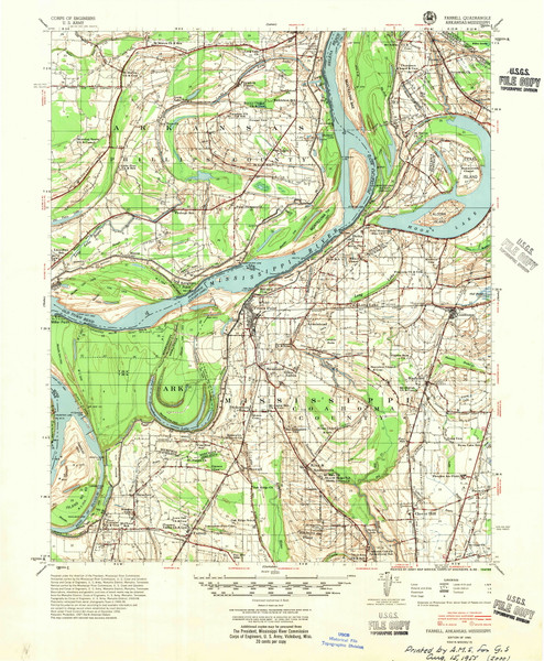 Farrell, Mississippi 1955 (1955) USGS Old Topo Map Reprint 15x15 AR Quad 260060 Farrell, Mississippi 1955 (1955) USGS Old Topo Map Reprint 15x15 AR Quad 260060