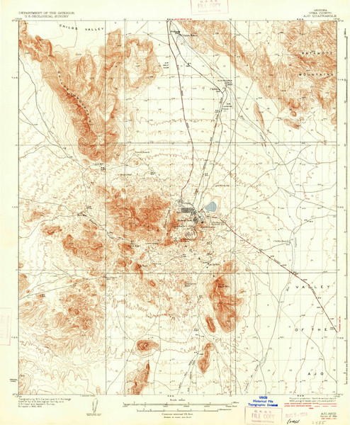Ajo, Arizona 1934 (1934) USGS Old Topo Map Reprint 15x15 AZ Quad 314305