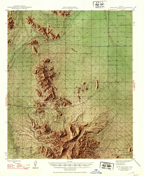 Antelope Peak, Arizona 1948 (1948) USGS Old Topo Map Reprint 15x15 AZ Quad 314318