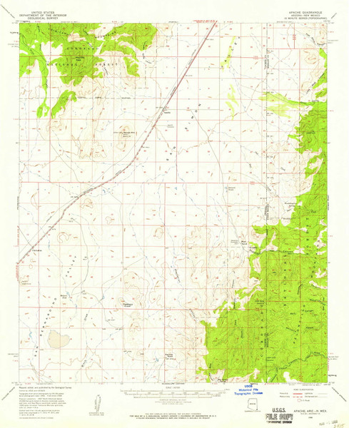 Apache, Arizona 1958 (1959) USGS Old Topo Map Reprint 15x15 AZ Quad 314326