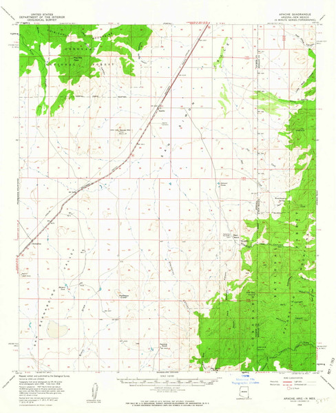 Apache, Arizona 1958 (1963) USGS Old Topo Map Reprint 15x15 AZ Quad 314325