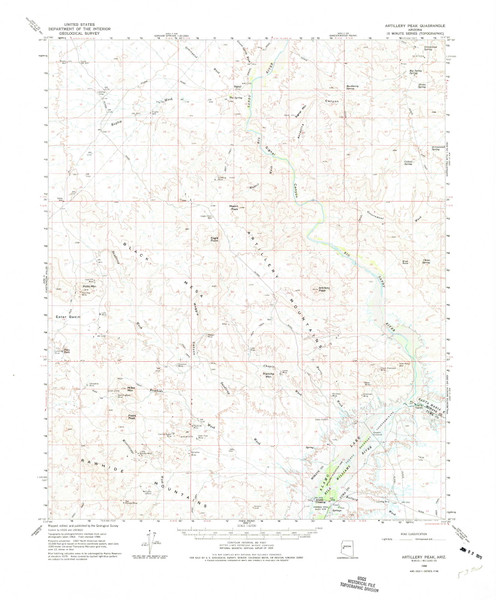 Artillery Peak, Arizona 1966 (1975) USGS Old Topo Map Reprint 15x15 AZ Quad 314335