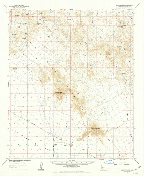Big Horn Mountains, Arizona 1961 (1963) USGS Old Topo Map Reprint 15x15 AZ Quad 314365 Big Horn Mountains, Arizona 1961 (1963) USGS Old Topo Map Reprint 15x15 AZ Quad 314365