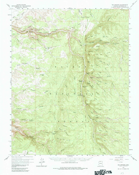 Big Springs, Arizona 1958 (1984) USGS Old Topo Map Reprint 15x15 AZ Quad 314374