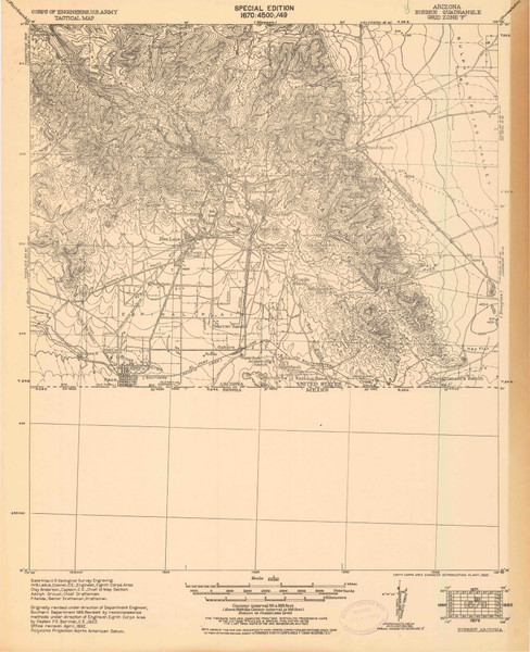Bisbee, Arizona 1933 (1933) USGS Old Topo Map Reprint 15x15 AZ Quad 464591