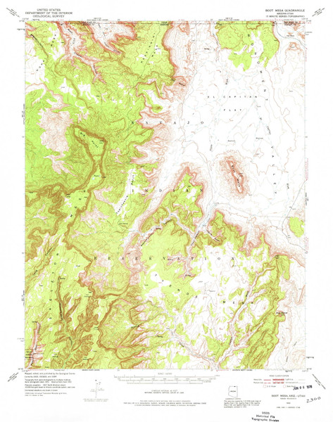 Boot Mesa, Arizona 1952 (1974) USGS Old Topo Map Reprint 15x15 AZ Quad 314406