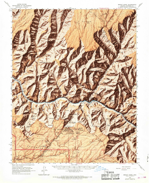 Bright Angel, Arizona 1962 (1968) USGS Old Topo Map Reprint 15x15 AZ Quad 314418 Bright Angel, Arizona 1962 (1968) USGS Old Topo Map Reprint 15x15 AZ Quad 314418