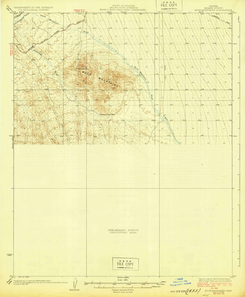 Buck Mountains, Arizona 1929 (1929) USGS Old Topo Map Reprint 15x15 AZ Quad 314424 Buck Mountains, Arizona 1929 (1929) USGS Old Topo Map Reprint 15x15 AZ Quad 314424