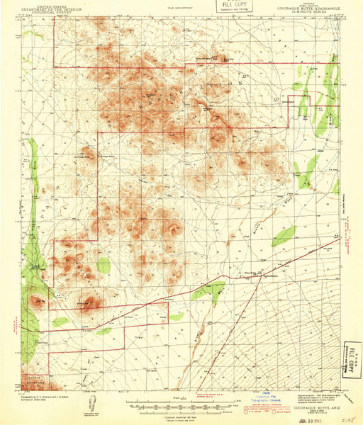 Cocoraque Butte, Arizona 1943 (1943) USGS Old Topo Map Reprint 15x15 AZ Quad 314506