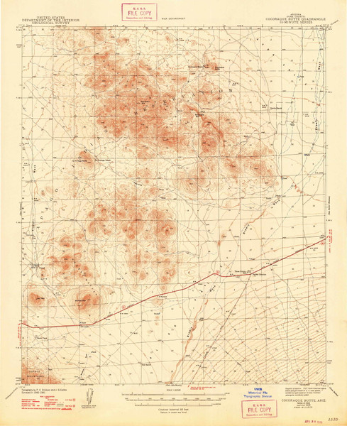 Cocoraque Butte, Arizona 1943 (1948) USGS Old Topo Map Reprint 15x15 AZ Quad 314507