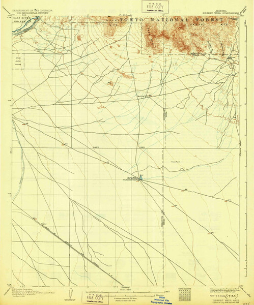Desert Well, Arizona 1906 (1928) USGS Old Topo Map Reprint 15x15 AZ Quad 314532 Desert Well, Arizona 1906 (1928) USGS Old Topo Map Reprint 15x15 AZ Quad 314532