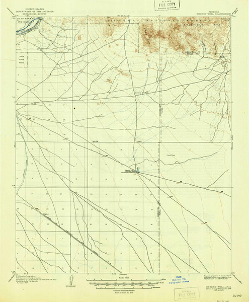Desert Well, Arizona 1906 (1946) USGS Old Topo Map Reprint 15x15 AZ Quad 314530