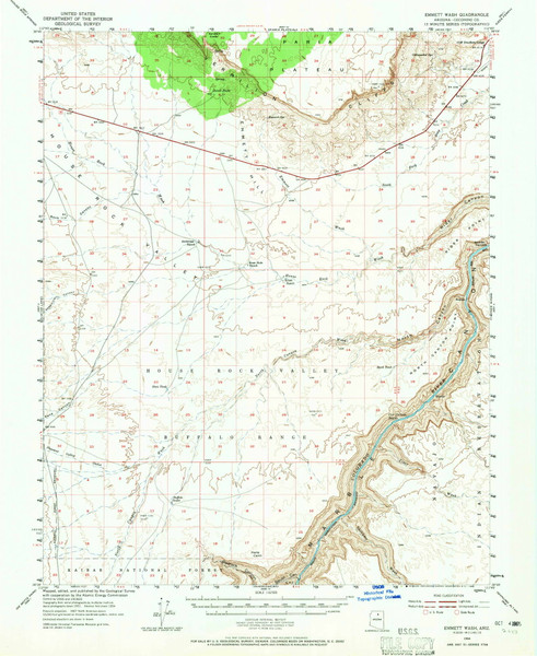 Emmett Wash, Arizona 1954 (1965) USGS Old Topo Map Reprint 15x15 AZ Quad 314578
