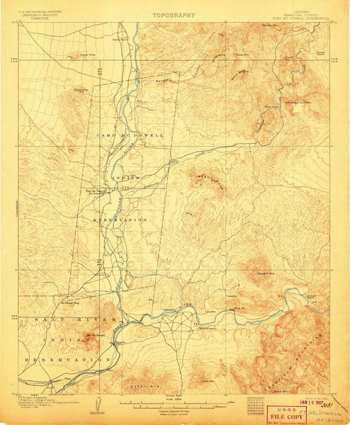 Fort McDowell, Arizona 1906 (1906) USGS Old Topo Map Reprint 15x15 AZ Quad 314603