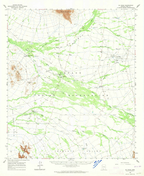 Gu Oidak, Arizona 1963 (1964) USGS Old Topo Map Reprint 15x15 AZ Quad 314643