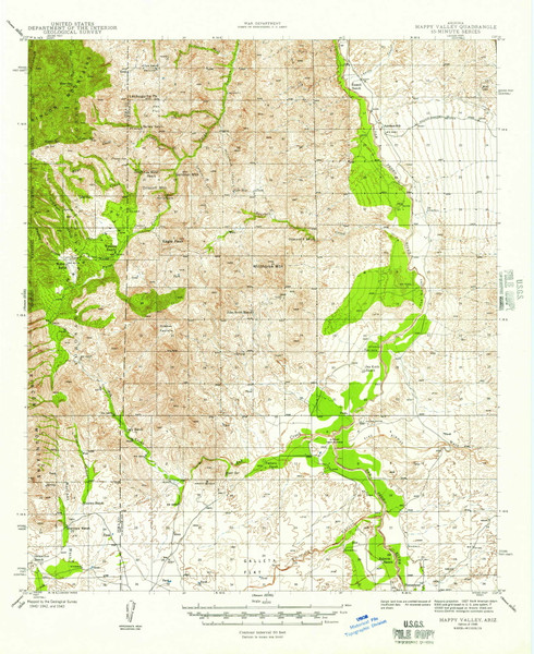 Happy Valley, Arizona 1945 (1945) USGS Old Topo Map Reprint 15x15 AZ Quad 314655