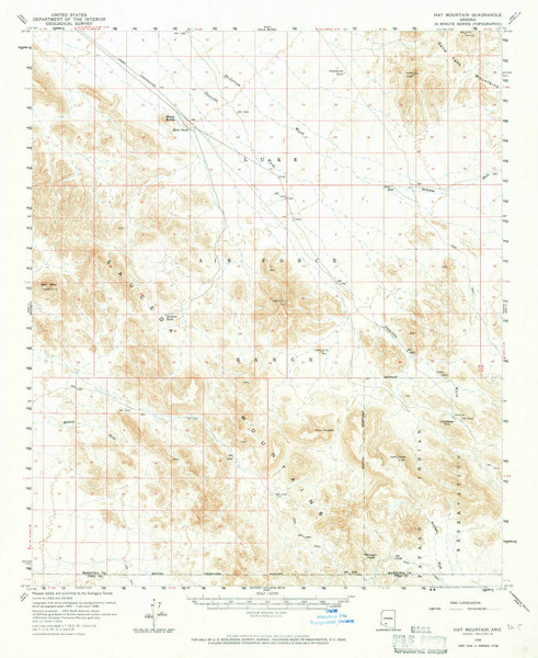 Hat Mountain, Arizona 1958 (1965) USGS Old Topo Map Reprint 15x15 AZ Quad 314658