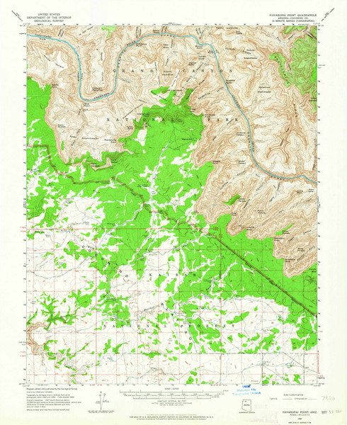 Havasupai Point, Arizona 1962 (1964) USGS Old Topo Map Reprint 15x15 AZ Quad 314661