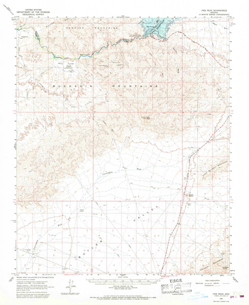 Ives Peak, Arizona 1966 (1967) USGS Old Topo Map Reprint 15x15 AZ Quad 314696