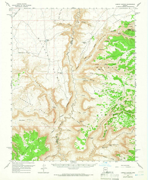 Jumpup Canyon, Arizona 1957 (1966) USGS Old Topo Map Reprint 15x15 AZ Quad 314708