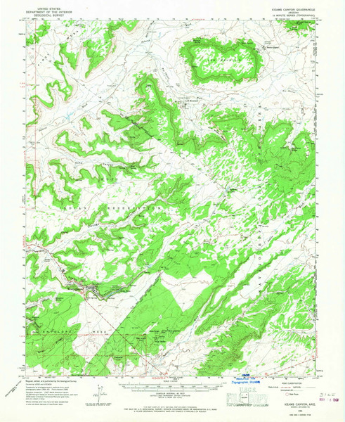 Keams Canyon, Arizona 1966 (1968) USGS Old Topo Map Reprint 15x15 AZ Quad 314714 Keams Canyon, Arizona 1966 (1968) USGS Old Topo Map Reprint 15x15 AZ Quad 314714