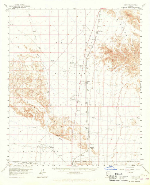 Midway, Arizona 1958 (1967) USGS Old Topo Map Reprint 15x15 AZ Quad 314800