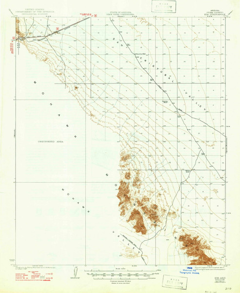 Mohawk Mountains, Arizona 1931 (1947) USGS Old Topo Map Reprint 15x15 AZ Quad 314717