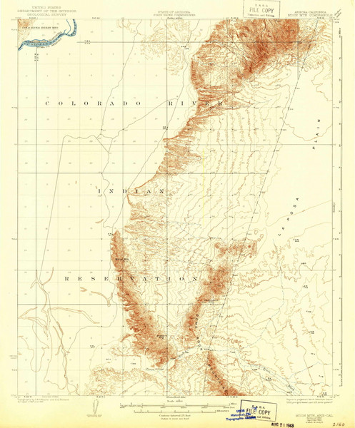 Moon Mountain, Arizona 1932 (1943) USGS Old Topo Map Reprint 15x15 AZ Quad 314814
