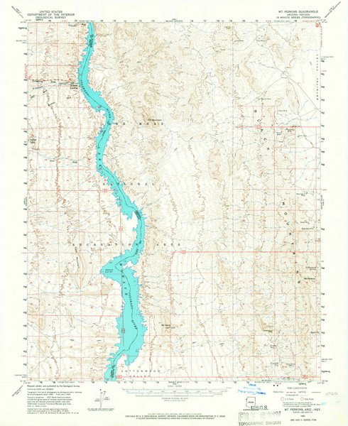 Mount Perkins, Arizona 1959 (1967) USGS Old Topo Map Reprint 15x15 AZ Quad 314827