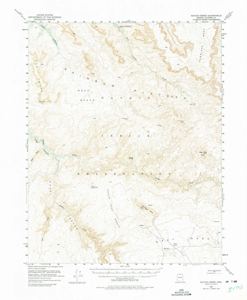 Navajo Creek, Arizona 1954 (1975) USGS Old Topo Map Reprint 15x15 AZ Quad 314842