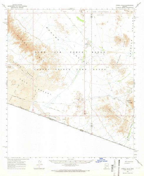 O'Neill Hills, Arizona 1965 (1966) USGS Old Topo Map Reprint 15x15 AZ Quad 314856 O'Neill Hills, Arizona 1965 (1966) USGS Old Topo Map Reprint 15x15 AZ Quad 314856