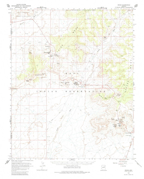 Oraibi, Arizona 1966 (1983) USGS Old Topo Map Reprint 15x15 AZ Quad 314861