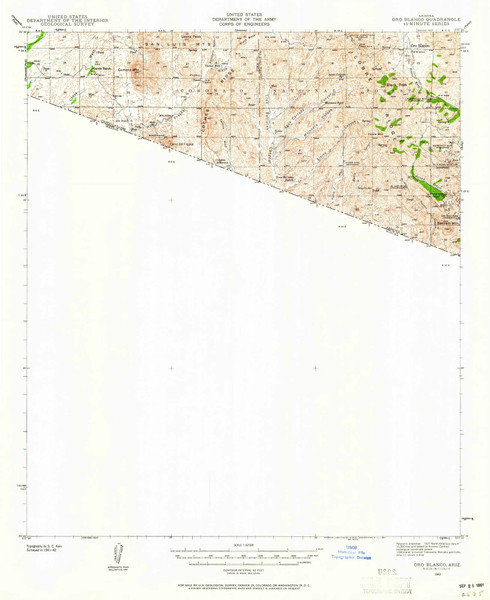 Oro Blanco, Arizona 1942 (1961) USGS Old Topo Map Reprint 15x15 AZ Quad 314863