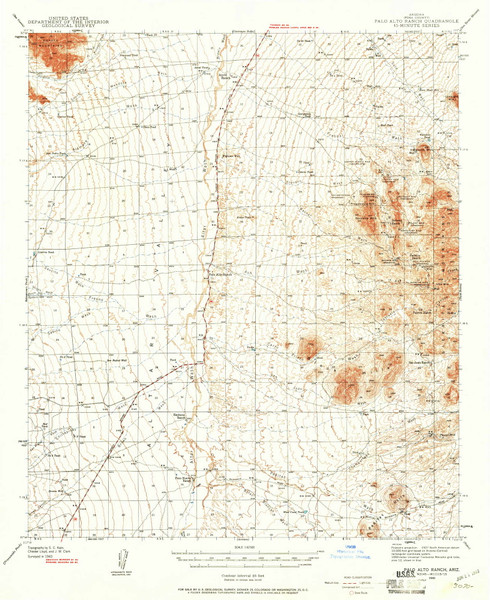 Palo Alto Ranch, Arizona 1940 (1961) USGS Old Topo Map Reprint 15x15 AZ Quad 314866