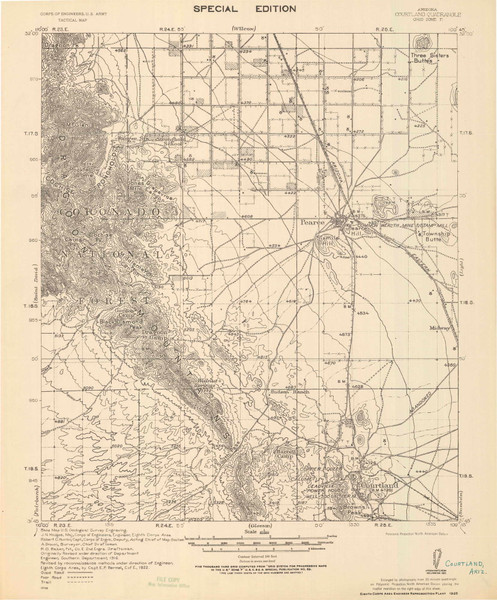 Pearce, Arizona 1926 (1926) USGS Old Topo Map Reprint 15x15 AZ Quad 464662 Pearce, Arizona 1926 (1926) USGS Old Topo Map Reprint 15x15 AZ Quad 464662