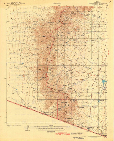 Presumido Peak, Arizona 1943 (1943) USGS Old Topo Map Reprint 15x15 AZ Quad 704118