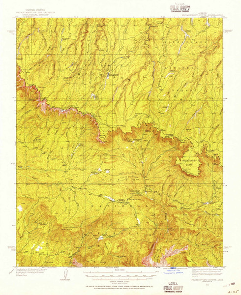 Promontory Butte, Arizona 1934 (1955) USGS Old Topo Map Reprint 15x15 AZ Quad 314932