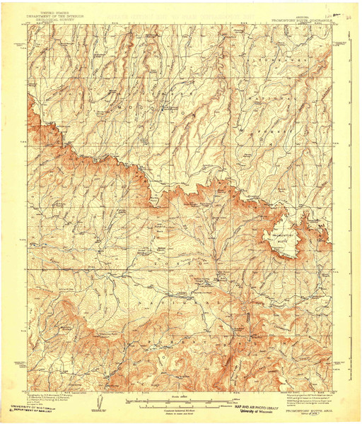 Promontory Butte, Arizona 1939 (1939) USGS Old Topo Map Reprint 15x15 AZ Quad 704123 Promontory Butte, Arizona 1939 (1939) USGS Old Topo Map Reprint 15x15 AZ Quad 704123