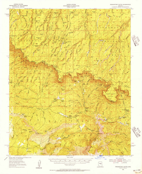 Promontory Butte, Arizona 1952 (1956) USGS Old Topo Map Reprint 15x15 AZ Quad 314936 Promontory Butte, Arizona 1952 (1956) USGS Old Topo Map Reprint 15x15 AZ Quad 314936